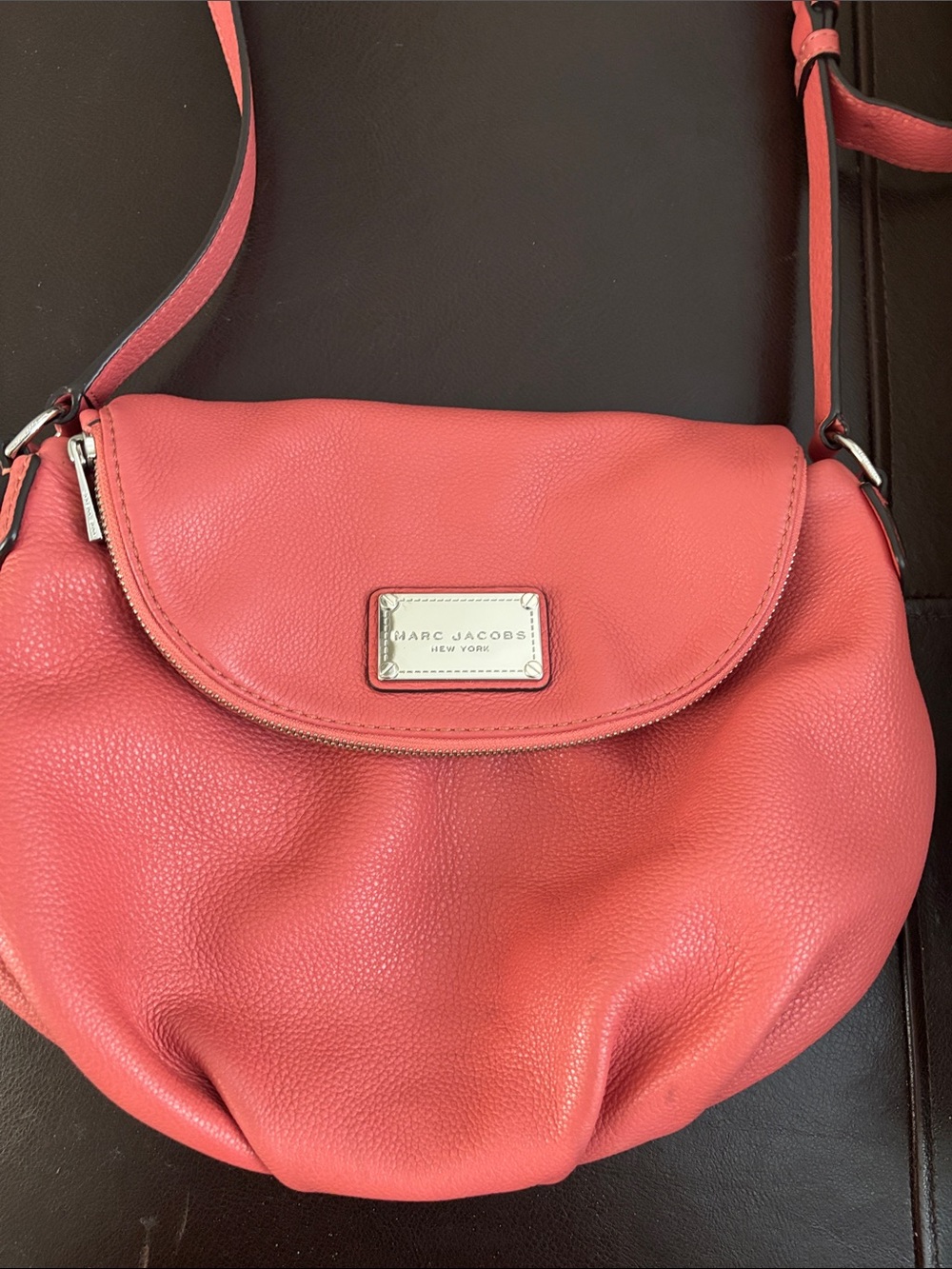 Marc Jacobs Coral Pink Pebbled Leather Flap Crossbody